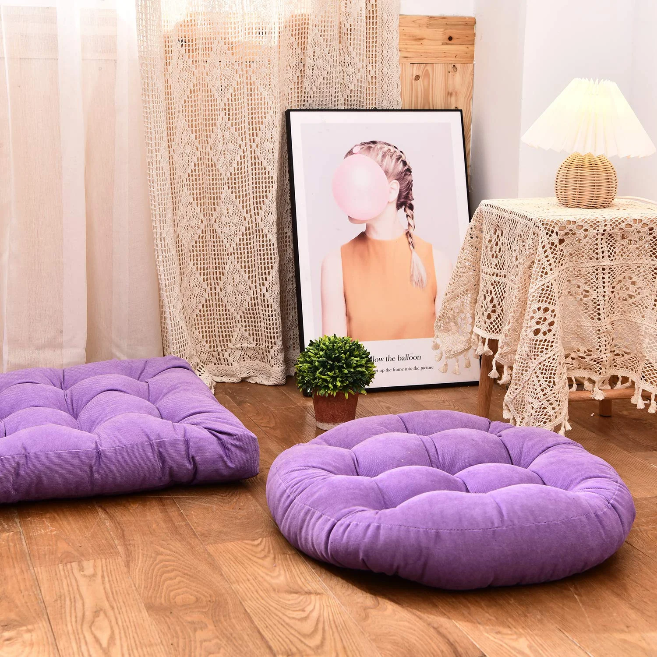 MAXYOYO 22x22 Inch Floor Pillow, Meditation Cushion for Yoga Living Room Sofa Balcony Outdoor, Purple