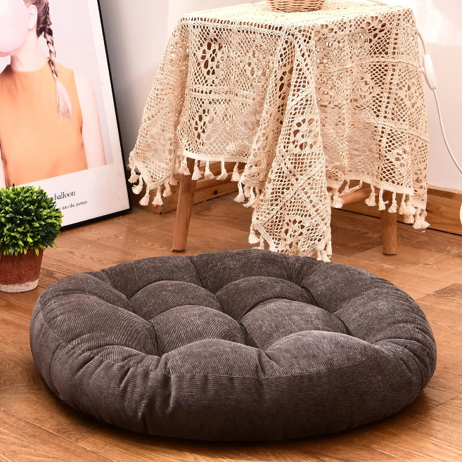 MAXYOYO 22x22 Inch Floor Pillow, Meditation Cushion for Yoga Living Room Sofa Balcony Outdoor, Dark Grey