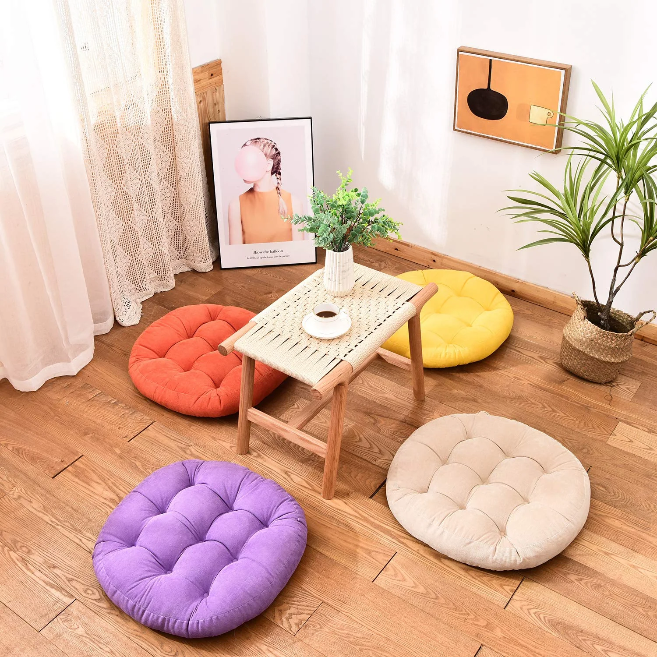MAXYOYO 22x22 Inch Floor Pillow, Meditation Cushion for Yoga Living Room Sofa Balcony Outdoor, Purple
