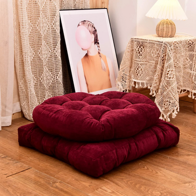 MAXYOYO 22x22 Inch Floor Pillow, Meditation Cushion for Yoga Living Room Sofa Balcony Outdoor, Wine