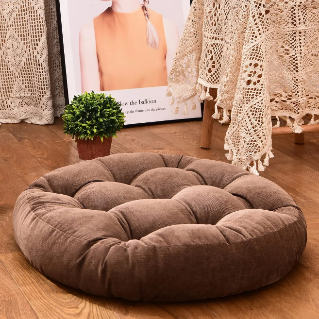 MAXYOYO 22x22 Inch Floor Pillow, Meditation Cushion for Yoga Living Room Sofa Balcony Outdoor, Coffee