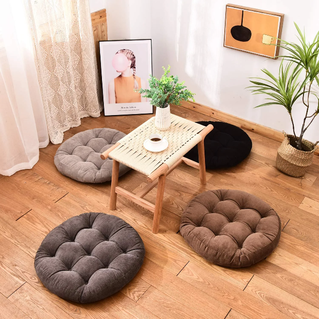 MAXYOYO 22x22 Inch Floor Pillow, Meditation Cushion for Yoga Living Room Sofa Balcony Outdoor, Dark Grey