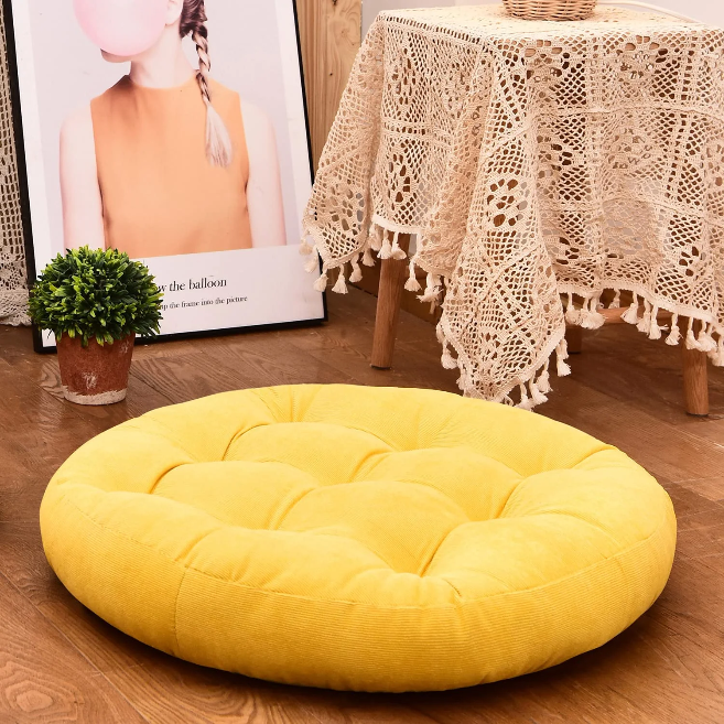 MAXYOYO 22x22 Inch Floor Pillow, Meditation Cushion for Yoga Living Room Sofa Balcony Outdoor, Yellow