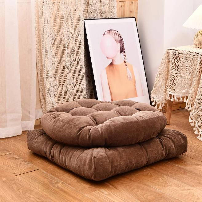 TKSSASOYYO 22x22 Inch Floor Pillow, Meditation Cushion for Yoga Living Room Sofa Balcony Outdoor, Coffee