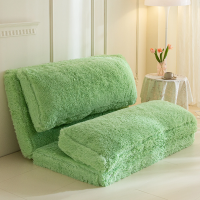 MAXYOYO Bean Bag Folding Floor Sofa Bed, Faux Fur Foam Filling Wall Couch Sleeper Chairs, Green