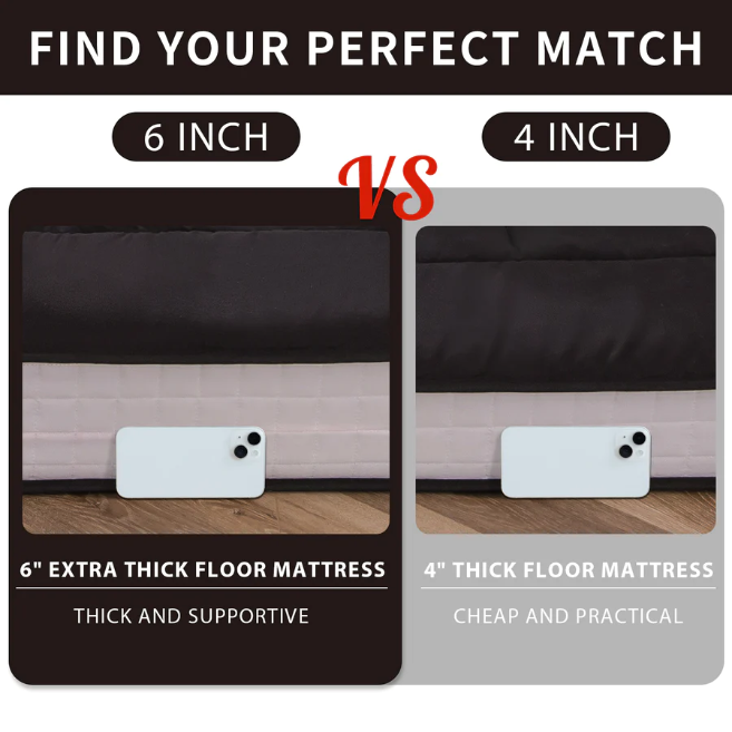 MAXYOYO 6" Extra Thick Floor Futon Mattress, Black