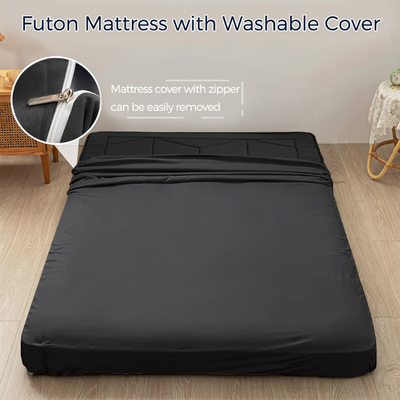 MAXYOYO 6" Extra Thick Floor Futon Mattress, Geometric Diamond, Black