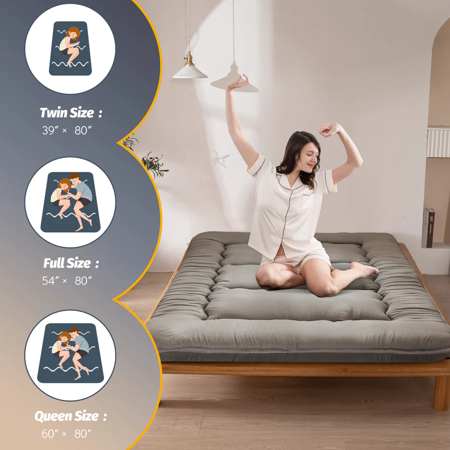 MAXYOYO Charcoal Grey Japanese Futon Mattress Foldable Floor