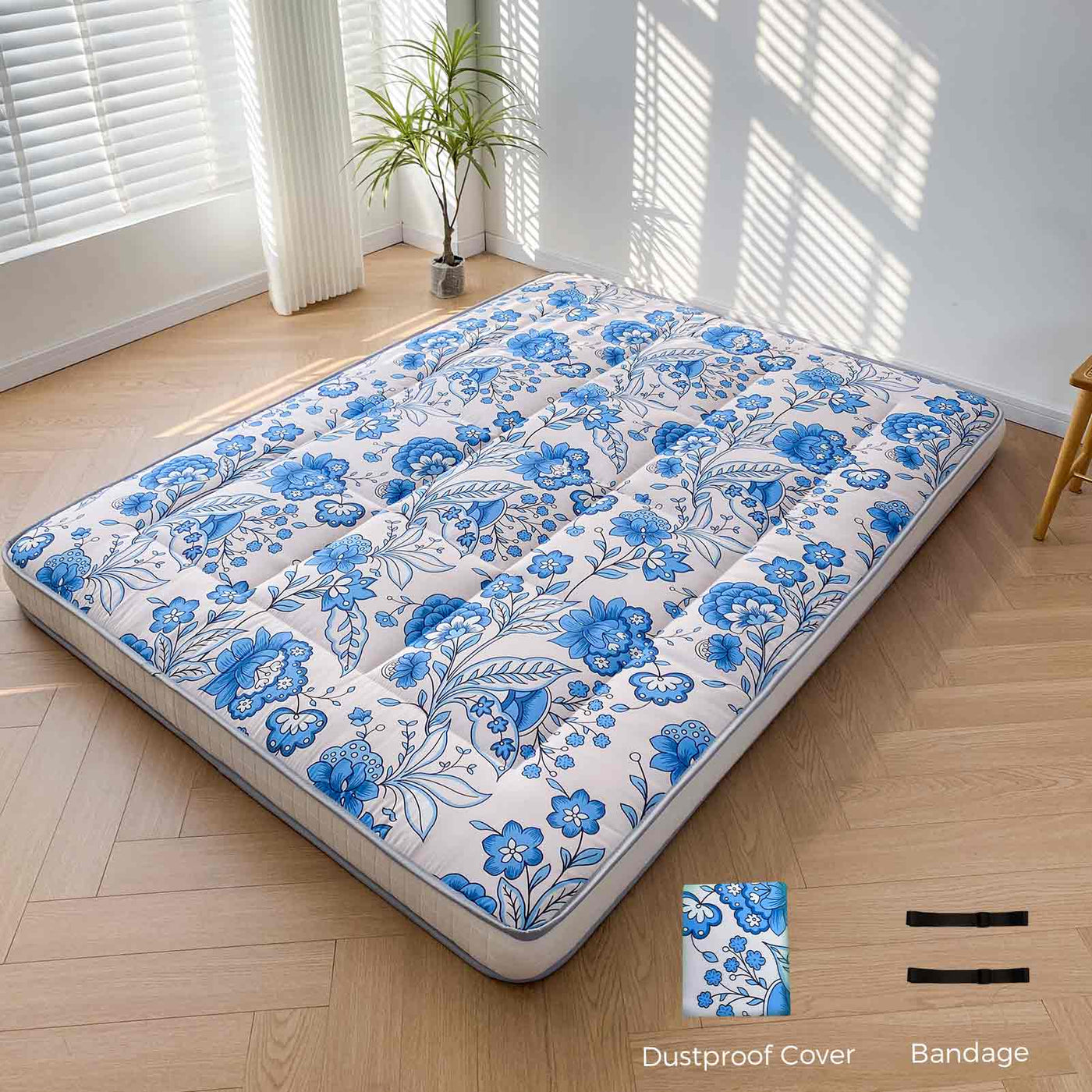 floor mattress#pattern_6inch-blue-flower