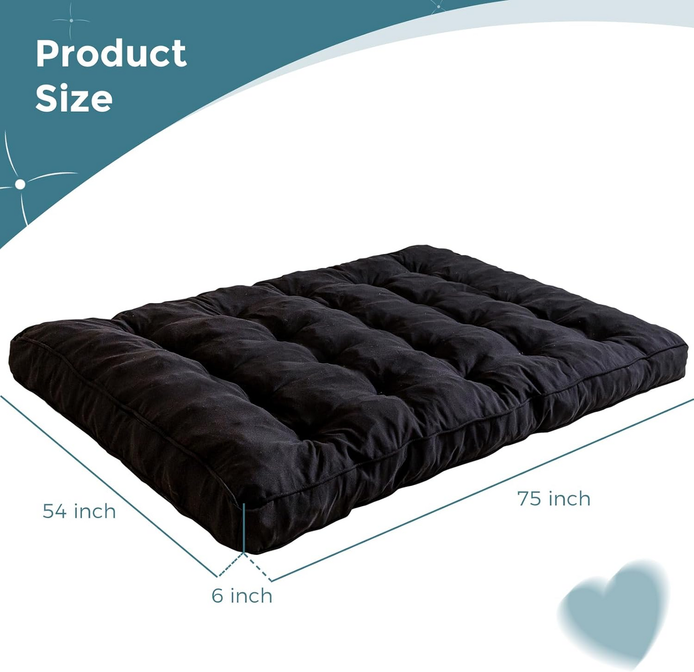MAXYOYO 6" Futon Mattress, Thick Futons Sofa Couch Bed, Shredded Foam Filling, Medium Firm(Frame Not Included), Black