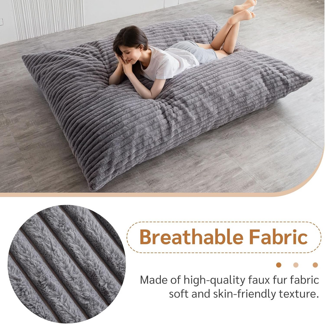 Beanbag Chair Adult Chair Queen NEST Chinchilla Convertible