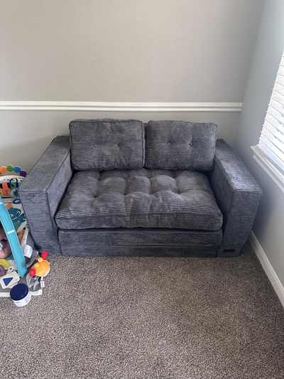 MAXYOYO Convertible Sofa Bed - Corduroy Convertible Floor Couch, Dark Grey
