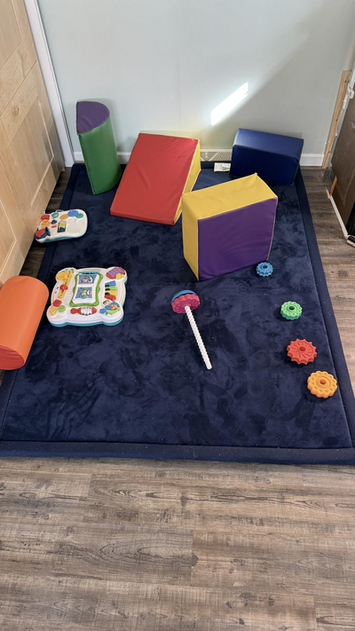 MAXYOYO Baby Play Mat, Coral Velvet Area Rug Thick Japanese Tatami Mat with Non-Slip Backing, Navy
