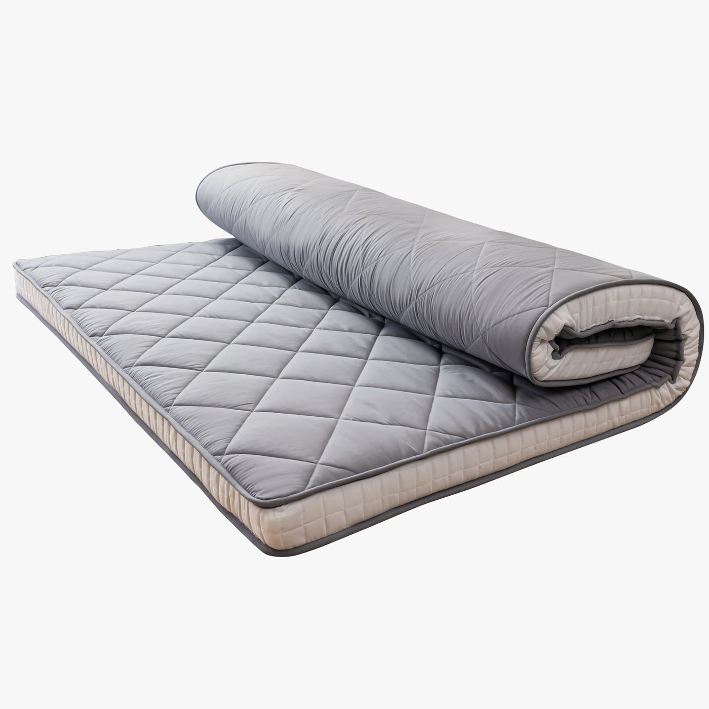MAXYOYO Japanese Floor Futon Mattress, Diamond Patterned Roll Up Folding Floor Bed, Grey