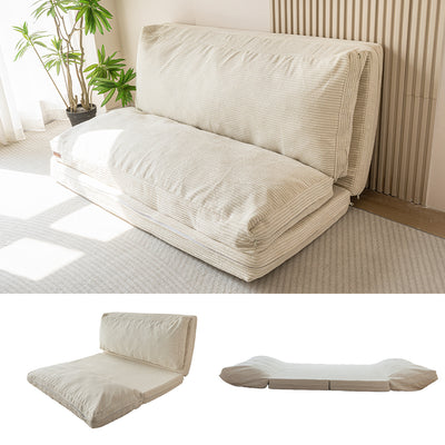 MAXYOYO Bean Bag Sofa Bed - Corduroy Foldable Sofa Bed, Washable, Beige