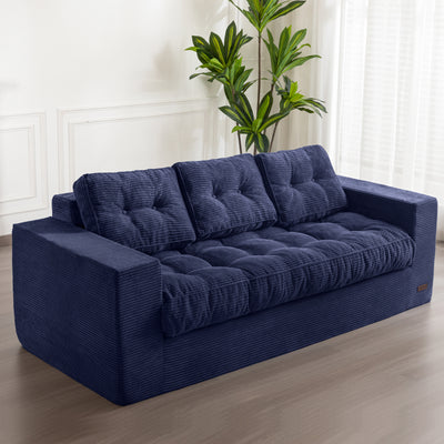MAXYOYO 3 Seater Couch for Living Room, Boneless Couch with Tufted Cushion & Backrest, Upholstered Floor Sofa with Armrests, Sofa in A Box, No Assembly Required