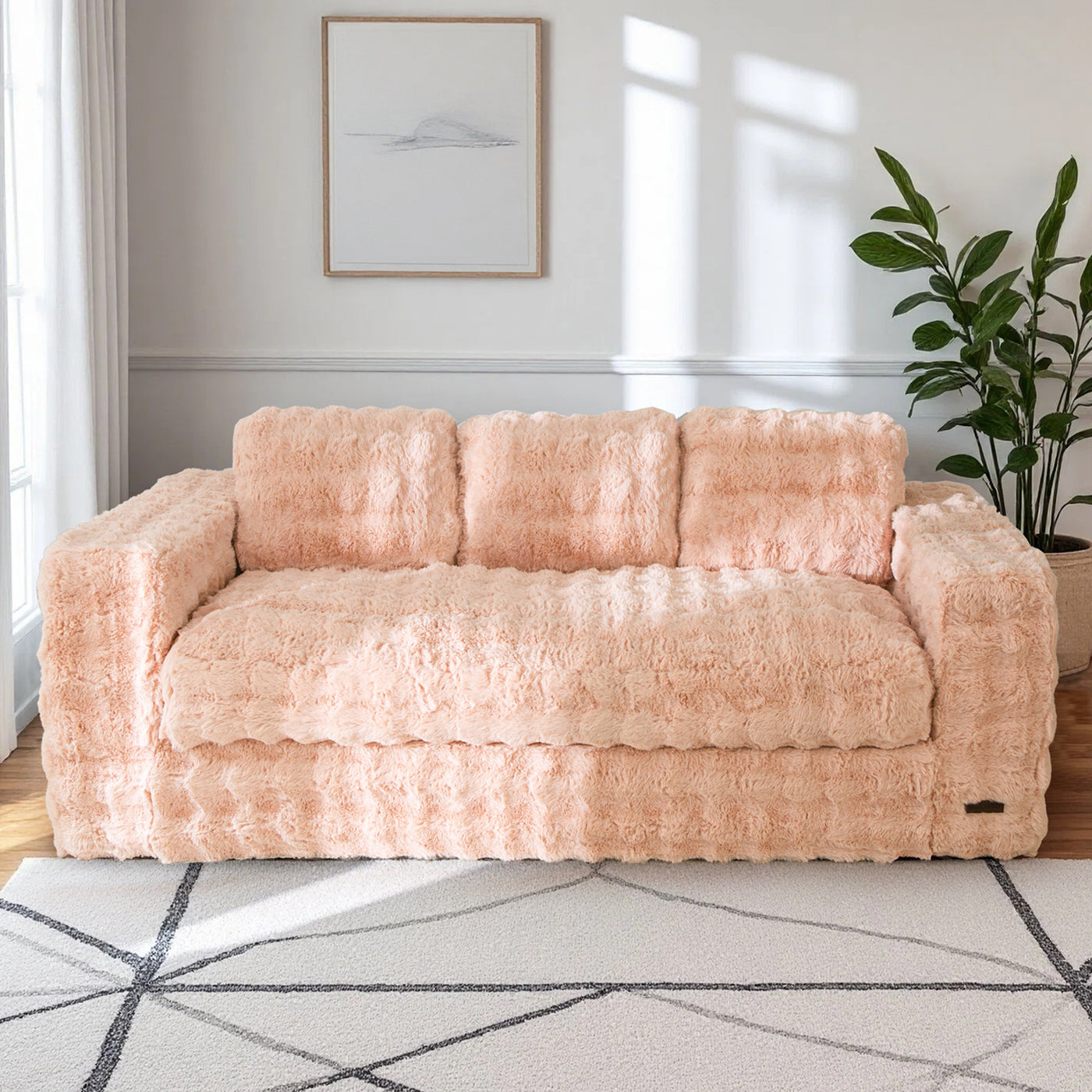 MAXYOYO 3-Seater Bubbled Bean Bag Chair – Tufted Boneless Couch for Living Room, No Assembly