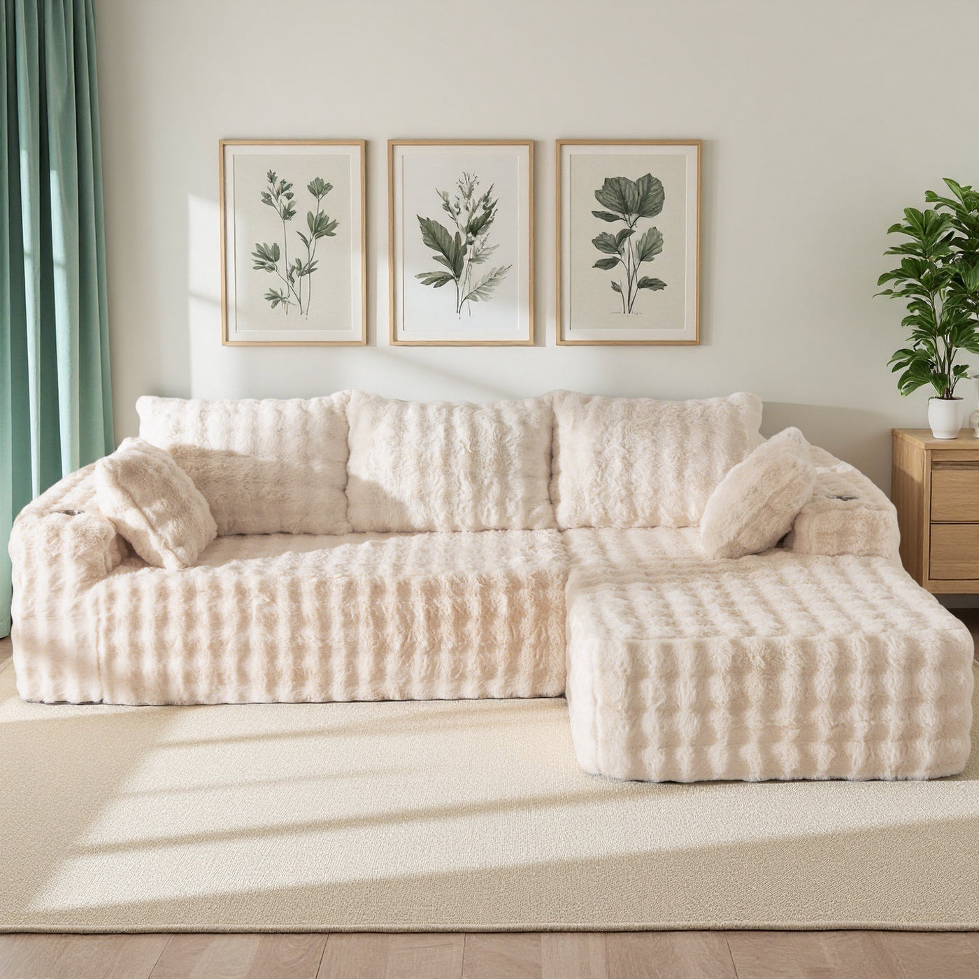 MAXYOYO Bubble 104" Modular Sectional Couch with L-Shape Chaise, Modern Boneless Couch for Living Room, Sofa in A Box