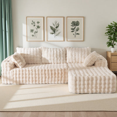 MAXYOYO Bubble 104" Modular Sectional Couch with L-Shape Chaise, Modern Boneless Couch for Living Room, Sofa in A Box