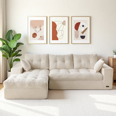 MAXYOYO L-Shaped Sectional Puffinest Modular Sofa – Convertible Ottoman, No-Assembly, 4-in-1 Flexible Layout