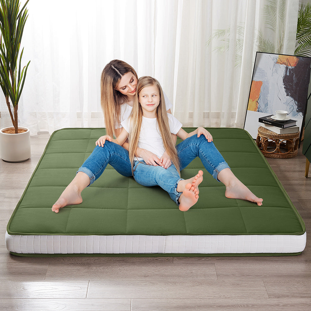 MAXYOYO 6" Extra Thick Square Floor Futon Mattress, Topper Mattress Pad, Green