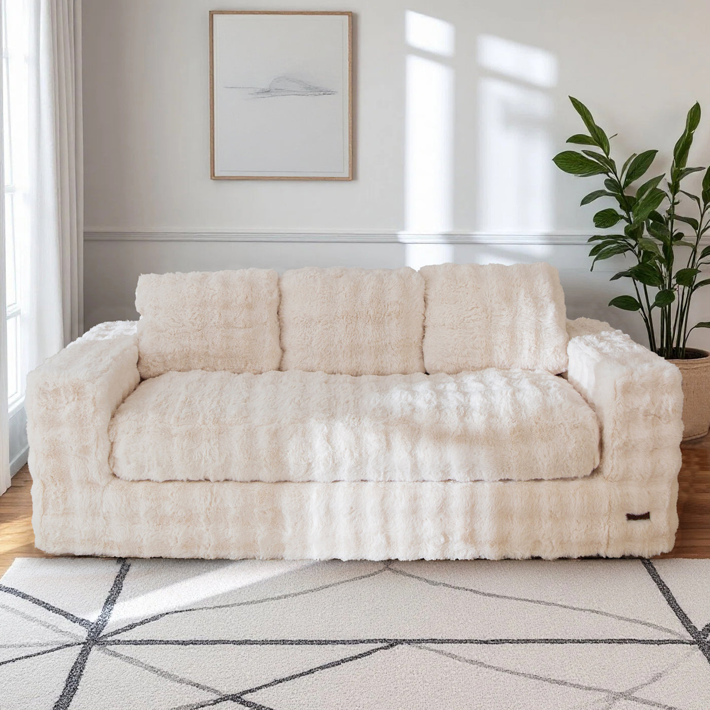 MAXYOYO 3-Seater Bubbled Bean Bag Chair – Tufted Boneless Couch for Living Room, No Assembly