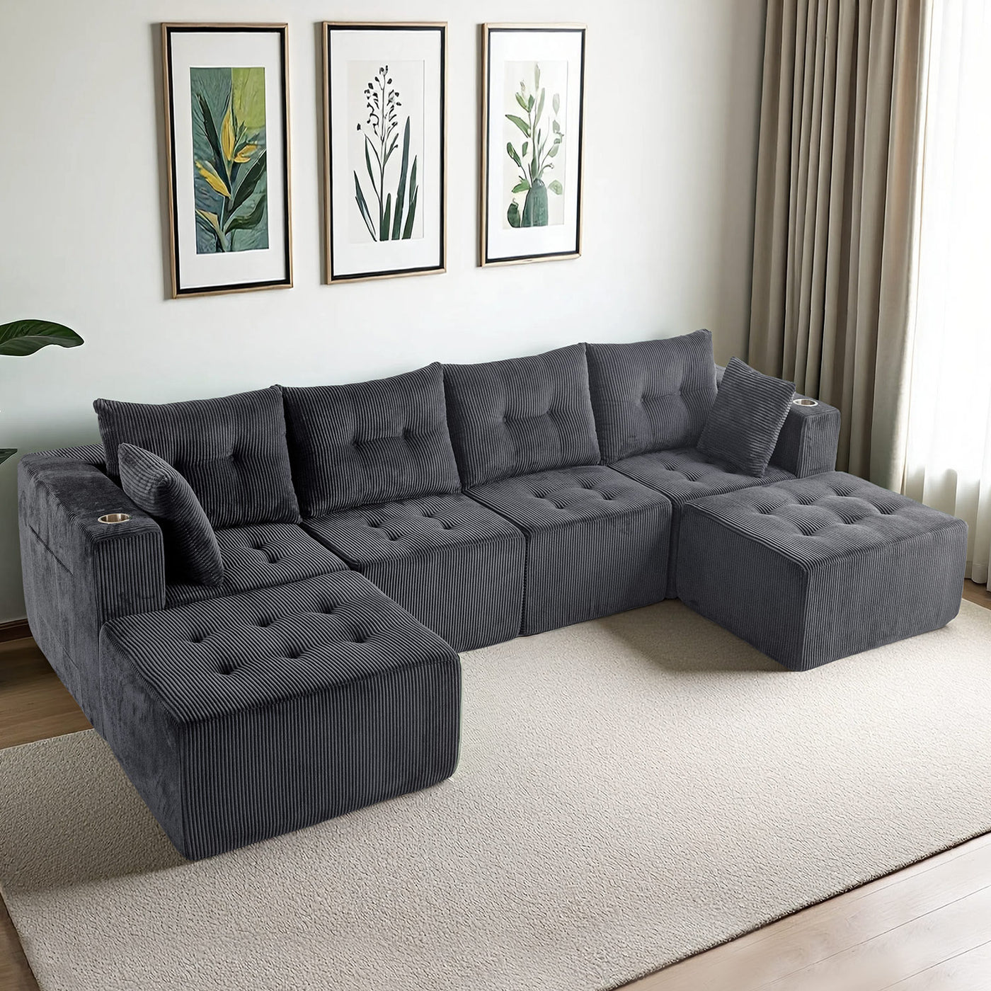U Shaped Modular Sofa #color_grey