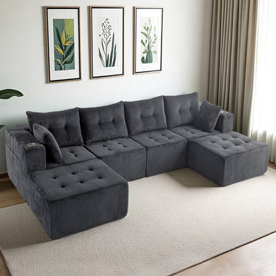 U Shaped Modular Sofa #color_grey