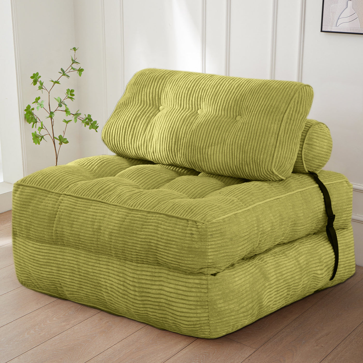 corduroy bean bag folding sofa#color_green