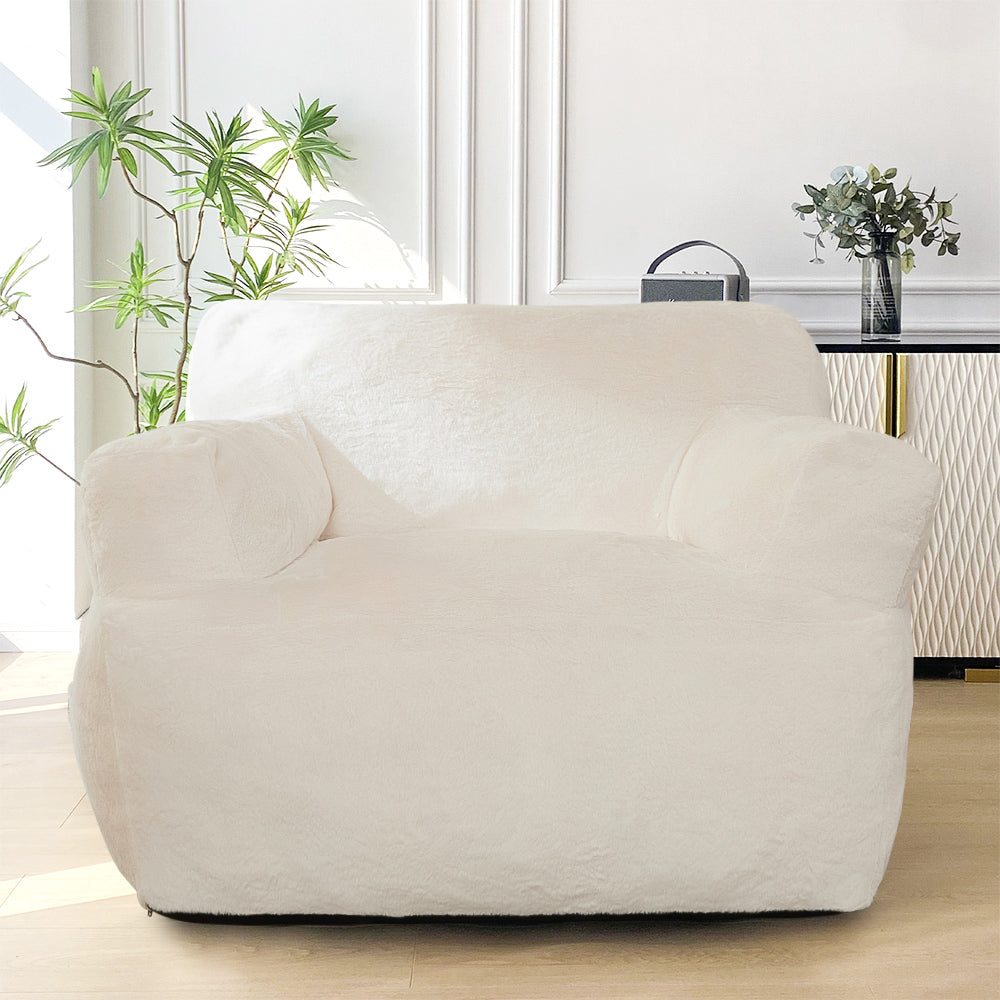 MAXYOYO Bean Bag Chairs for Adults & Kids, Lazy BeanBag Sofa with Armrests for Living Room, Beige