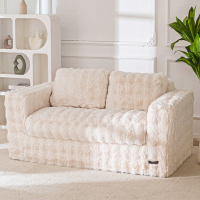 MAXYOYO Loveseat Sofa for Living Room, Small Sofa Couch Tufted Boneless Couch, Comfy Bean Bag Chair for Small Space Bedroom Apartment, No Assembly Needed