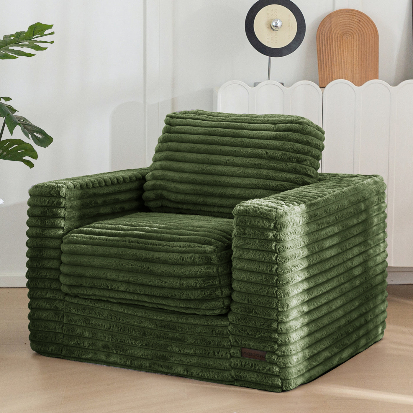 MAXYOYO Giant Bean Bag Chair for Adults, Upholstered Floor Sofa with Pillows and Armrests, Large Bean Bag Sofa Plush Chair Bean Bag Couch for Bedroom Living Room