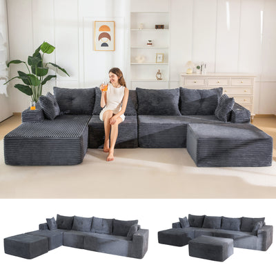 MAXYOYO 104" U-Shaped Modular Sectional Couch, Modern Boneless Couch for Living Room, Sofa in A Box, Oversized Sofa Sleeper with Deep Seat, No Assembly Required