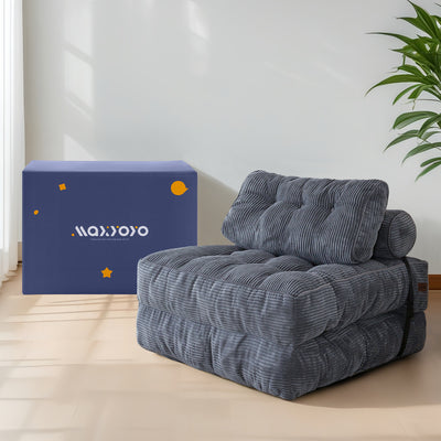 corduroy bean bag folding sofa#color_dark-grey