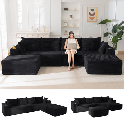 MAXYOYO 104" U-Shaped Modular Sectional Couch, Modern Boneless Couch for Living Room, Sofa in A Box, Oversized Sofa Sleeper with Deep Seat, No Assembly Required