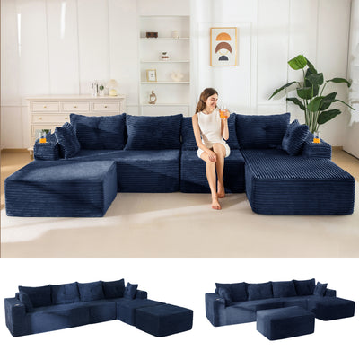 MAXYOYO 104" U-Shaped Modular Sectional Couch, Modern Boneless Couch for Living Room, Sofa in A Box, Oversized Sofa Sleeper with Deep Seat, No Assembly Required