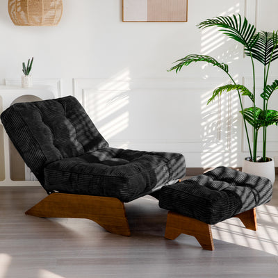 MAXYOYO Accent Chair with Ottoman Adjustable Backrest, Tufted Living Room Chair Upholstered Lounge Chair with Footrest Set, Modern Chair Cozy Reclining Chair for Reading Room