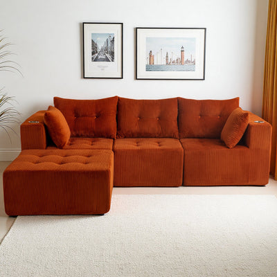 L Shaped Modular Sofa #color_orange