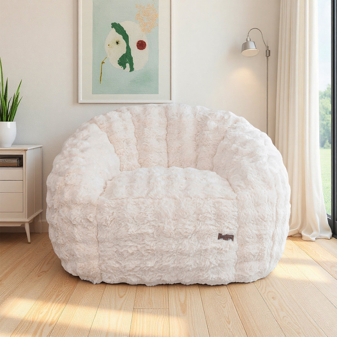 MAXYOYO Giant Bean Bag Chair for Adults, Faux Fur Shell-Shaped Floor Couch