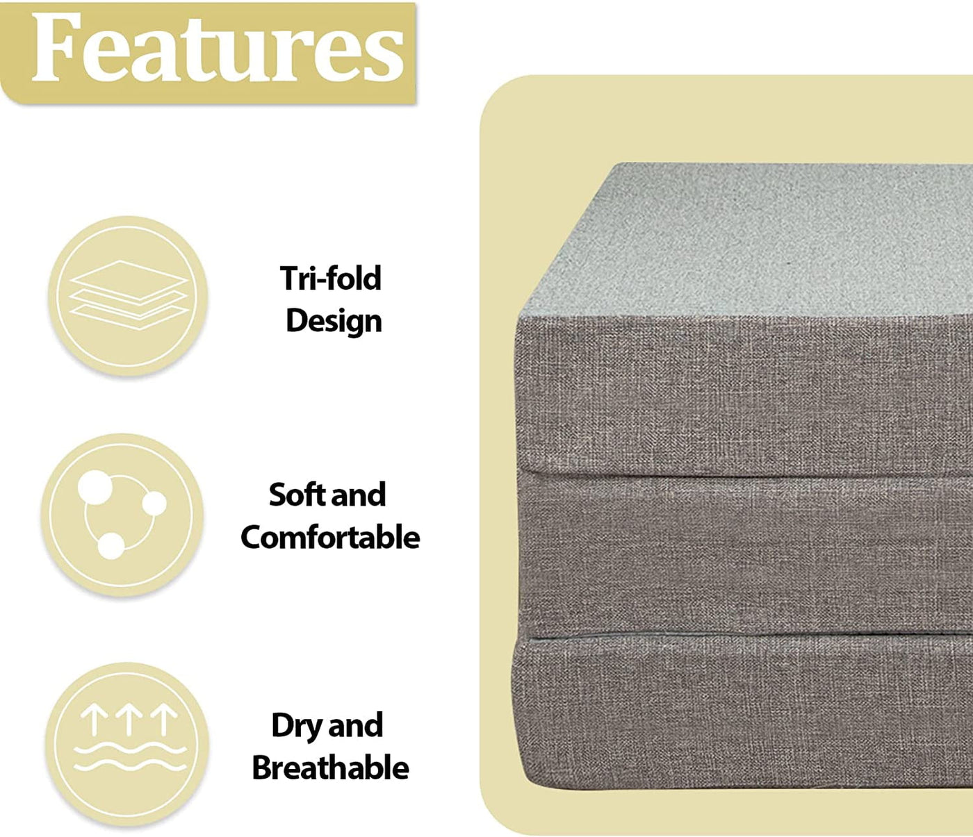 MAXYOYO 6" Foldable Twin Soft and Comfortable Foam Mattress with Washable Cover