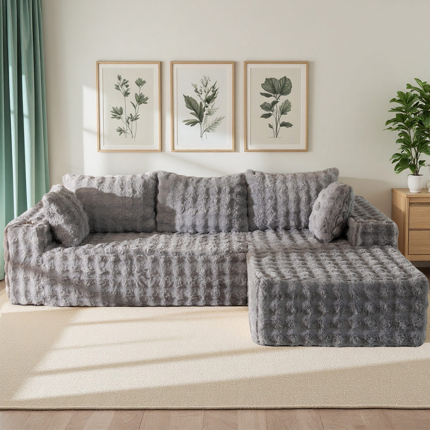 MAXYOYO Bubble 104" Modular Sectional Couch with L-Shape Chaise, Modern Boneless Couch for Living Room, Sofa in A Box