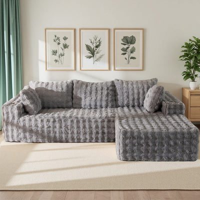 MAXYOYO Bubble 104" Modular Sectional Couch with L-Shape Chaise, Modern Boneless Couch for Living Room, Sofa in A Box