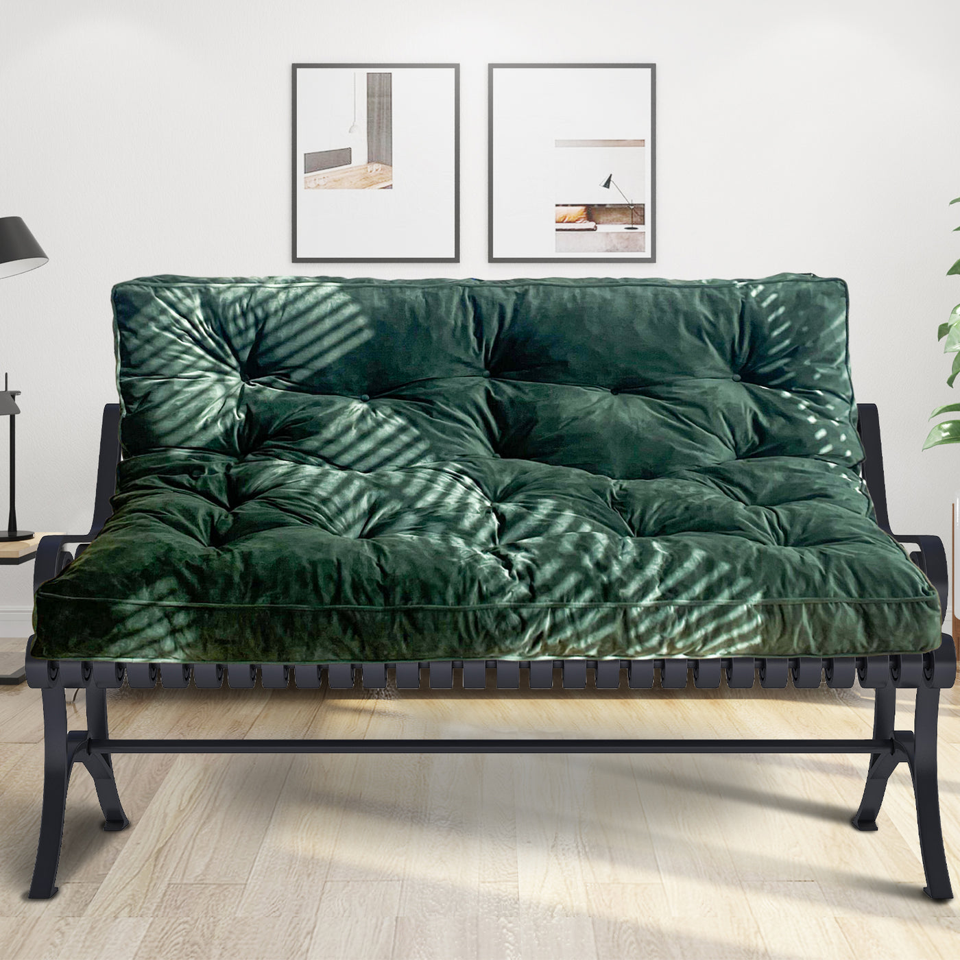 MAXYOYO 6" Futon Mattress Velvet Twin Size Futons Sofa Couch Bed (Mattress Only), Green