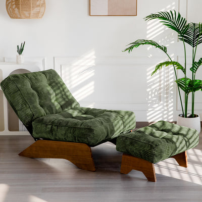 MAXYOYO Accent Chair with Ottoman Adjustable Backrest, Tufted Living Room Chair Upholstered Lounge Chair with Footrest Set, Modern Chair Cozy Reclining Chair for Reading Room