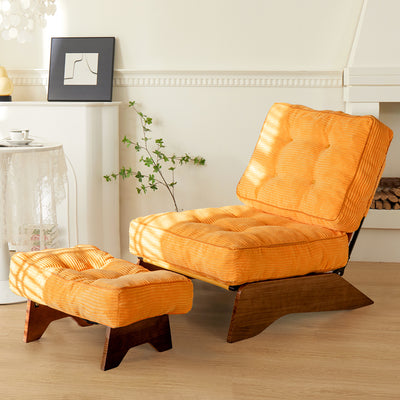 MAXYOYO Adjustable Accent Chair with Ottoman, Tufted Lounge Chair Set, Orange