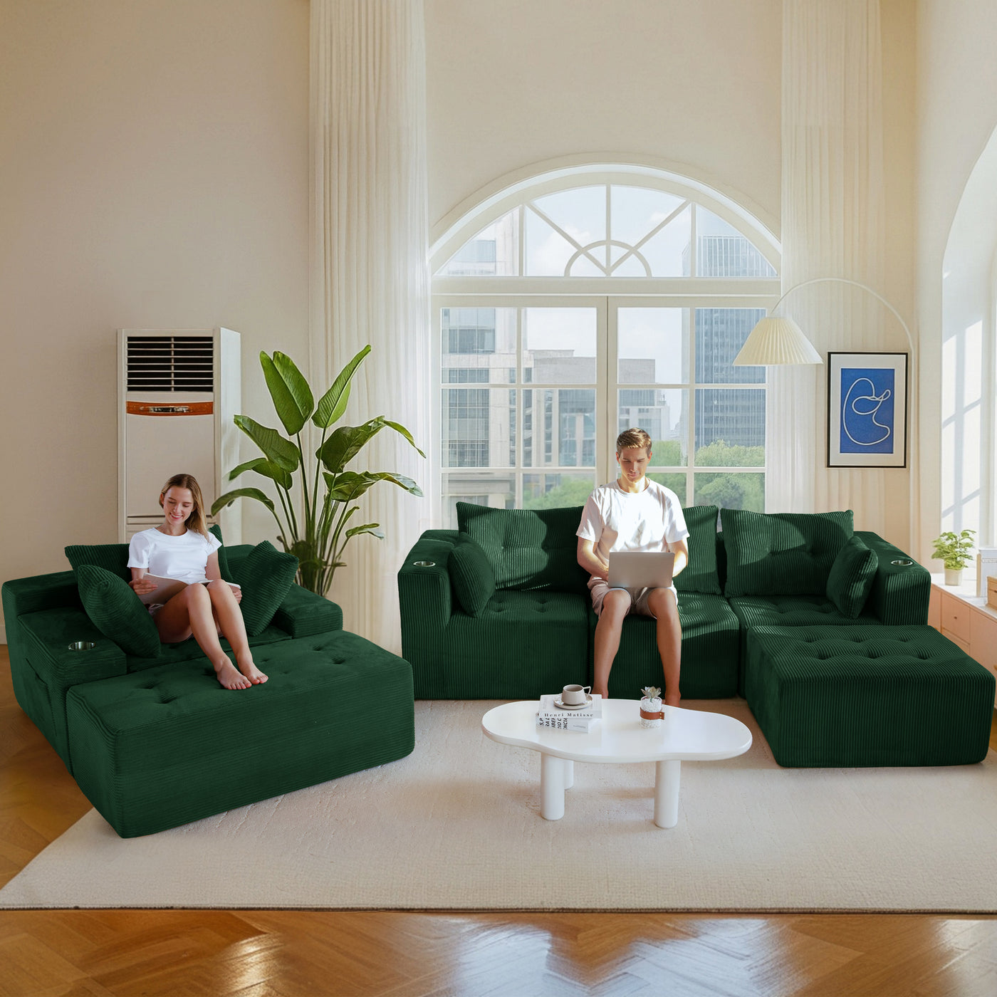 MAXYOYO Modular Sectional Sofa Couch and Chaise Lounge, L Shaped Modern Cloud Couch with Ottoman, Sofa in A Box, Tufted 6-Seat Boneless Sleeper Chair for Living Room, No Assembly Required