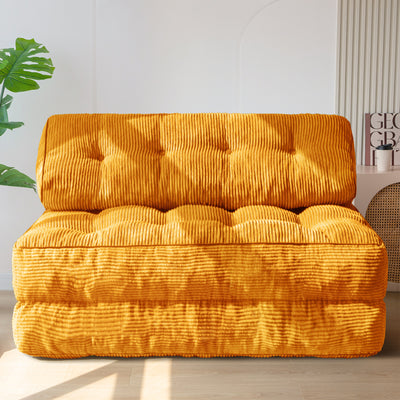 MAXYOYO Folding Sofa Bed, Convertible Sleeper Chair with Pillow Foldable Matress with Back Support, Portable Fold Out Chair Bed Comfy Floor Sofa Lounge for Living Room Bedroom, Orange Double