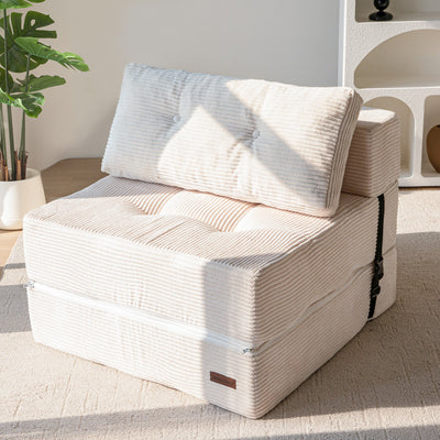 MAXYOYO Folding Sofa Bed, Convertible Sofa Bed with High-Density Support Foam for Living Room Bedroom, Beige