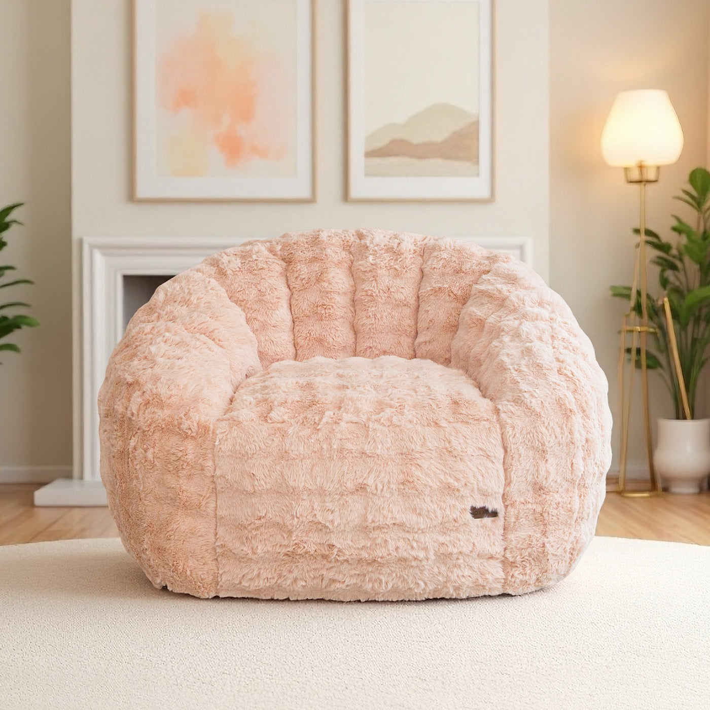 MAXYOYO Giant Bean Bag Chair for Adults, Faux Fur Shell-Shaped Floor Couch