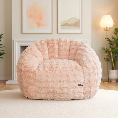 MAXYOYO Giant Bean Bag Chair for Adults, Faux Fur Shell-Shaped Floor Couch